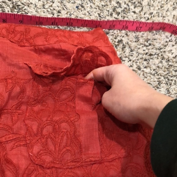 Anthropologie Yoana Baraschi Skirt Size 0 Burnt Orange Floral Embroiderd - Picture 5 of 10